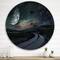 Designart - Rural Road Through The Meadow Under Full Moon - Nautical & Coastal Metal Circle Wall Art